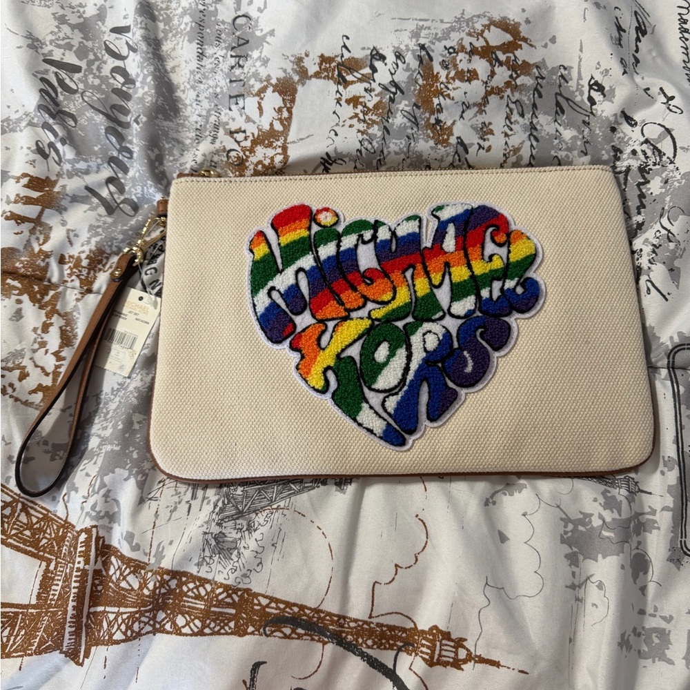 Michael Kors Multicolor Heart Canvas Wristlet